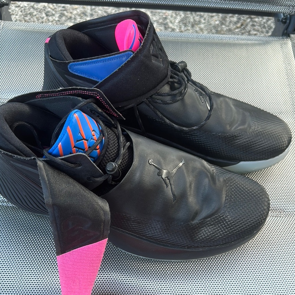 Nike Jordan Black Sneakers with Pink and Blue Accents